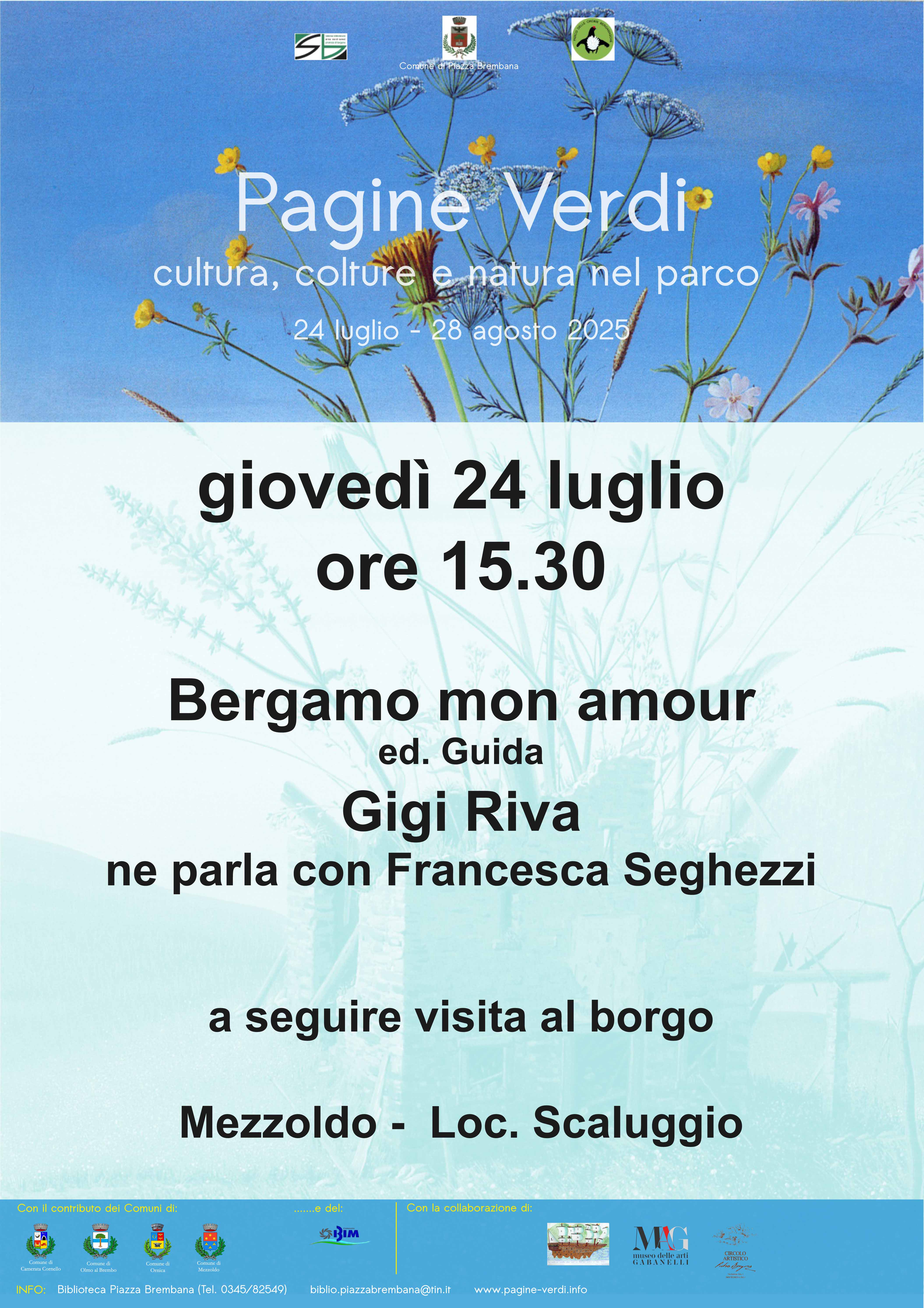 Pagine verdi: cultura, colture e natura nel parco. Presentazione pubblicazione Bergamo mon amour