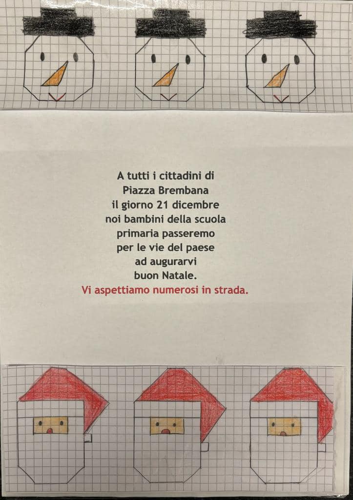 giovedì 21, durante la mattinata, gli alunni della Primaria porteranno i loro auguri ai cittadini per le vie del paese