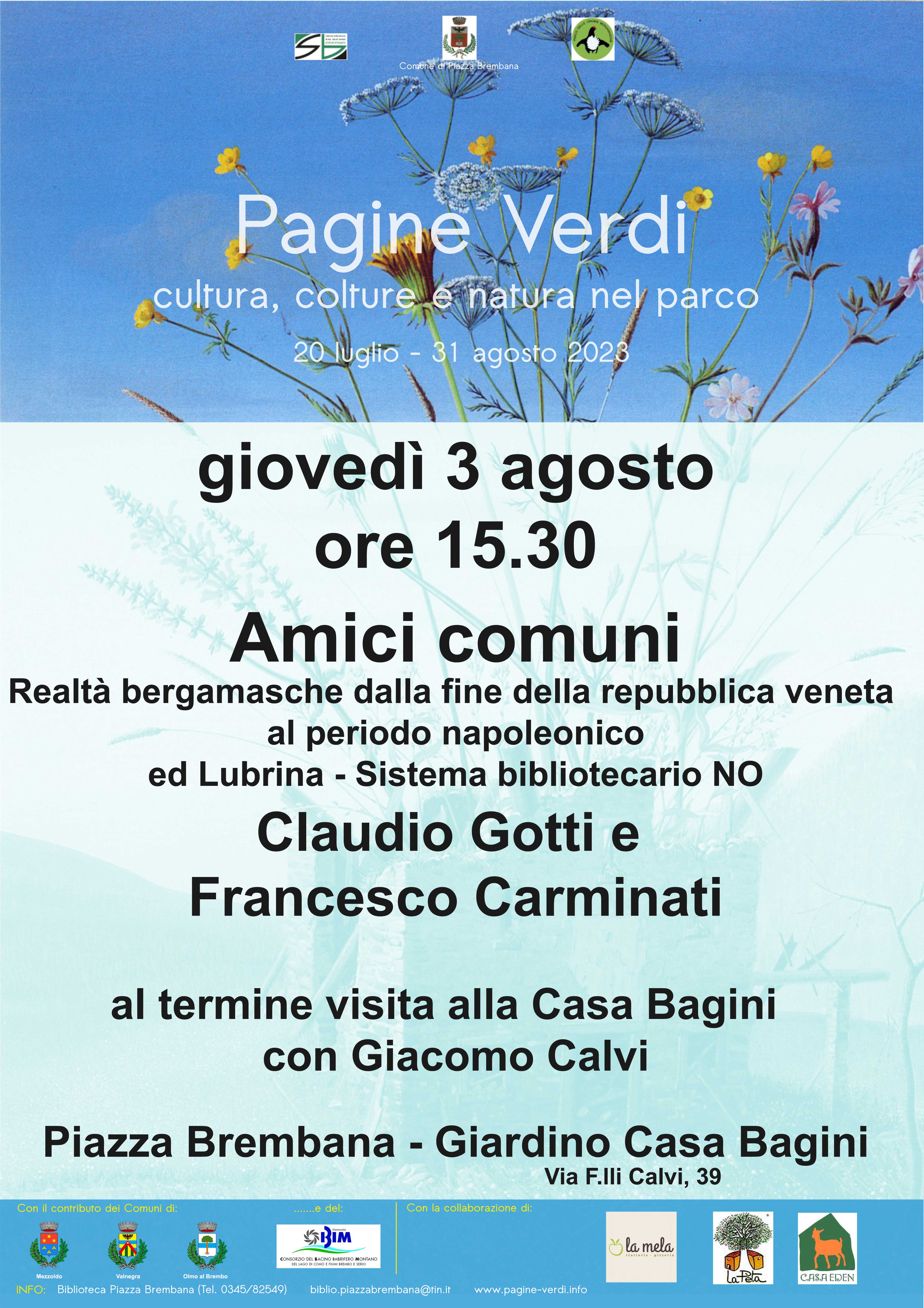 IN CASO DI MALTEMPO L'INCONTRO SI TERRA' IN BIBLIOTECA