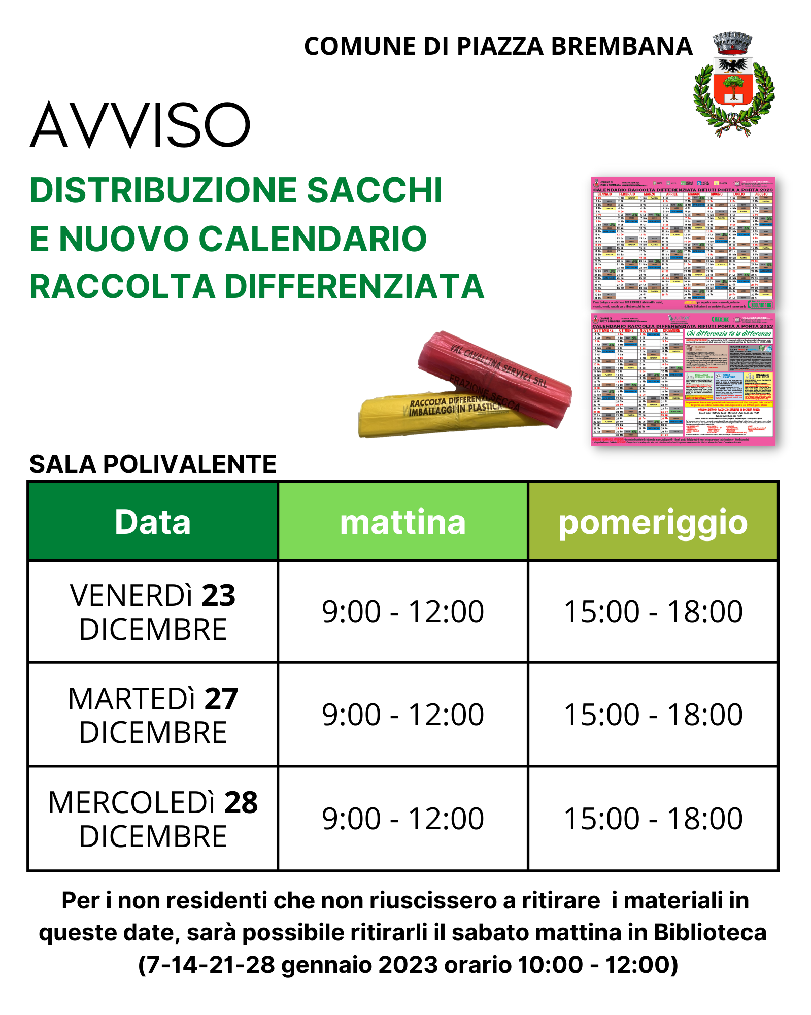 volantino distribuzione sacchetti